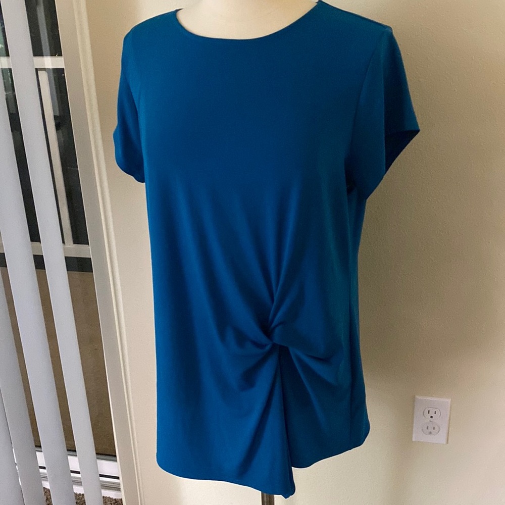 INC Teal knot blouse